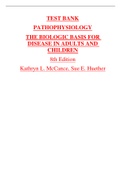 TEST BANK PATHOPHYSIOLOGY THE BIOLOGIC BASIS FOR DISEASE IN ADULTS AND CHILDREN 8th Edition Kathryn L. McCance, Sue E. Huether