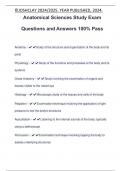 Anatomical Sciences Study Exam Questions and Answers 100% Pass