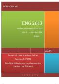 ENG 2613 October/November 2024   Duration: 48 hours -9 -11 OCTOBER 2024  Question 1: PROSE  1)  In an essay of NO MORE THAN 1000 WORDS (about 3 pages), draw on  everything you have learned about choosing an appropriate text for young  learners in this mod