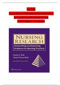 Test Bank for Nursing Research Generating and Assessing Evidence for Nursing Practice 11th Edition By Denise Polit; Cheryl Beck 9781975110642 Chapter 1-33 Questions and Answers A+