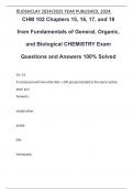 CHM 102 Chapters 15, 16, 17, and 18 from Fundamentals of General, Organic, and Biological CHEMISTRY Exam Questions and Answers 100% Solved