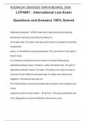 LCP4801 - International Law Exam Questions and Answers 100% Solved