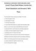 Level 9 Texas Real Estate License Act Exam Questions and Answers 100% Pass