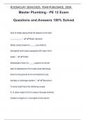 Master Plumbing - PE 12 Exam Questions and Answers 100% Solved