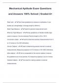 Mechanical Aptitude Exam Questions and Answers 100% Solved | Graded A+