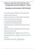 Portage Biochemistry Module 1 Exam Questions and Answers 100% Solved