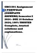 CBC1501 Assignment 3 PORTFOLIO (COMPLETE ANSWERS) Semester 2 2024 - DUE 10 October 2024; 100% TRUSTED Complete, trusted solutions and explanations. 