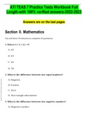 ATI	TEAS Reading- with 100% verified answers-2022-2023