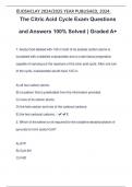 The Citric Acid Cycle Exam Questions and Answers 100% Solved | Graded A+