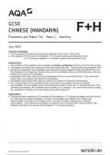 AQA  GCSE CHINESE (MANDARIN) Foundation and Higher Tier 8673/SF/TN Paper 2 Speaking   question paper june 2024