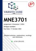 MNE3701 Assignment 4 (DETAILED ANSWERS) Semester 2 2024 - DISTINCTION GUARANTEED