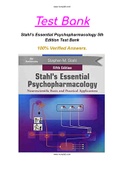 Stahl’s Essential Psychopharmacology 5th Edition Test Bank