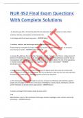 NUR 452 Final Exam Questions With Complete Solutions