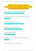 Latest!! CLT-Certified Logistics  Technician Complete Mock Exam *Q&A*  |Verified Study Set| 2025/2024