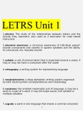 LETRS Unit 1 - 8  Final Assessment questions and answers