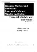 Instructor Solution Manual For  Financial Markets and Institutions, 10th edition Frederic S Mishkin,  Stanley Eakins