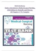 TEST BANK for Timby's Introductory Medical-Surgical Nursing,  13th Edition by Donnelly and Moreno  All Chapters 1-72, Complete  ISBN 9781975172237