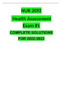  NUR 2092 Health Assessment Exam #1 COMPLETE SOLUTIONS FOR 2022-2023