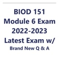 BIOD 151 Module 6 Exam 2022-2023 Latest Exam w Brand New Q & A