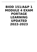 Biod 151 A&P 1 Module 4 Exam portage learning Updated 2022-2023