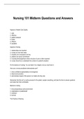 Nursing 101 Midterm Questions and Answers