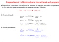 Preparation of trichloromethane from ethanol and propanone