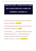 GENETICS TEST - EXTRA STUDY GUIDE  INFO QUESTIONS WITH COMPLETE  ANSWERS { GRADED A+}