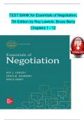 TEST BANK For Essentials of Negotiation, 7th Edition by Roy Lewicki, Bruce Barry, Verified Chapters 1 - 12, Complete New Version