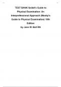 Test Bank For Seidel's Guide to Physical Examination An Interprofessional Approach 10th Edition By Jane W. Ball, Joyce E. Dains, John A. Flynn, Barry S Solomon, Rosalyn W Stewart
