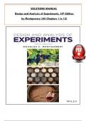 Solution Manual For Design and Analysis of Experiments, 10th Edition by Montgomery, ISBN: 9781119722106, All 15 Chapters Covered, Verified Latest Edition