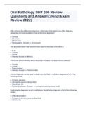 Oral Pathology DHY 330 Review Questions and Answers;(Final Exam Review 2022)