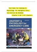 Test Bank for Anatomy & Physiology for Emergency Care, 3rd Edition By Bledsoe Chapter 1 - 20 | 100 % Verified