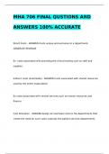 MHA 706 FINAL QUSTIONS AND ANSWERS 100% ACCURATE