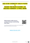 AQA GCSE CHEMISTRY 84621H PAPER 1 HIGHER TIER MARK SCHEME JAN 2022/2023 VERSION 1.0 FINAL MARK