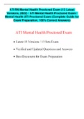 ATI RN Mental Health Proctored Exam (13 Latest Versions, 2022) / ATI Mental Health Proctored Exam / Mental Health ATI Proctored Exam (Complete Guide for Exam Preparation, 100% Correct Answers)