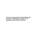 NUCLEX Comprehensive Mental Health and Psychiatric Nursing Practice Quiz #2: 75 Questions | 2022 LATEST UPDATE.