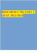 BIOCHEM C785 UNIT 2 QUIZ 2022/2023