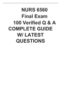 NURS 6560 Final Exam 100 Verified Q & A (COMPLETE GUIDE W LATEST QUESTIONS).