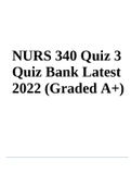 NURS 340 Quiz 3 Quiz Bank Latest 2022 (Graded A+)