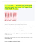 LETRS Unit 1 - Session 1-8 Questions with accurate answers/ 100% Verified/ 2022-2023. Rated A All LETRS Unit 1 - Session 1 All LETRS Unit 1 - Session 2 All LETRS Unit 1 - Session 3 All LETRS Unit 1 - Session 4 All LETRS Unit 1 - Session 5 All LETRS Unit 1