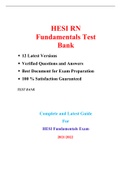 HESI RN Fundamentals Test Bank