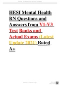 HESI Mental Health RN Questions and Answers from V1-V3 Test Banks and Actual Exams (Latest Update 2021) Rated A+