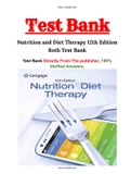 Nutrition and Diet Therapy 12th Edition Roth Test Bank