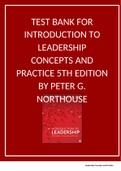 TEST BANK FOR Introduction to Leadership Concepts and Practice 5th Edition by Peter G. Northouse Chapter 1-14