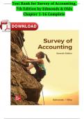 Test Bank for Survey of Accounting, 7th Edition by Edmonds & Olds All 1-16 Chapters Covered Complete A+ Guide ISBN:9781264442973 Newest Version 2024 Instant Pdf Download