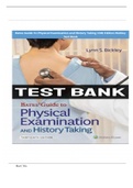 Test Bank for Bates’ Guide To Physical Examination and History Taking 13th Edition by Lynn S. Bickley