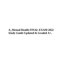 RASMUSSEN COLLEGE NURSING NUR 2488 A Mental Health FINAL EXAM 2022 Study Guide Updated & Graded A+.