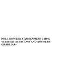 POLI 330N WEEK 1 ASSIGNMENT | 100% VERIFIED QUESTIONS AND ANSWERS|GRADED A , POLI 330N Week 2 Quiz 4 With Answers | Discussion 1|Theories regarding the state (graded A ), POLI330N WEEK 3 QUIZ |POLITICAL SCIENCE |GRADED A | 100% CORRECT QUESTIONS AND ANSWE