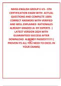 NIHSS-ENGLISH GROUP E-V3 - 5TH CERTIFICATION EXAM WITH  ACTUAL  QUESTIONS AND COMPLETE 100% CORRECT ANSWERS WITH VERIFIED AND WELL EXPLAINED  RATIONALES   ALREADY GRADED A+ BY EXPERTS  | LATEST VERSION 2024 WITH GUARANTEED SUCCESS AFTER DOWNLOAD  ALREADY 