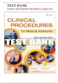 Test Bank for Clinical Procedures for Medical Assistants 11th Edition by Kathy Bonewit-West|978-0323758581| All  Chapters  1-23| LATEST